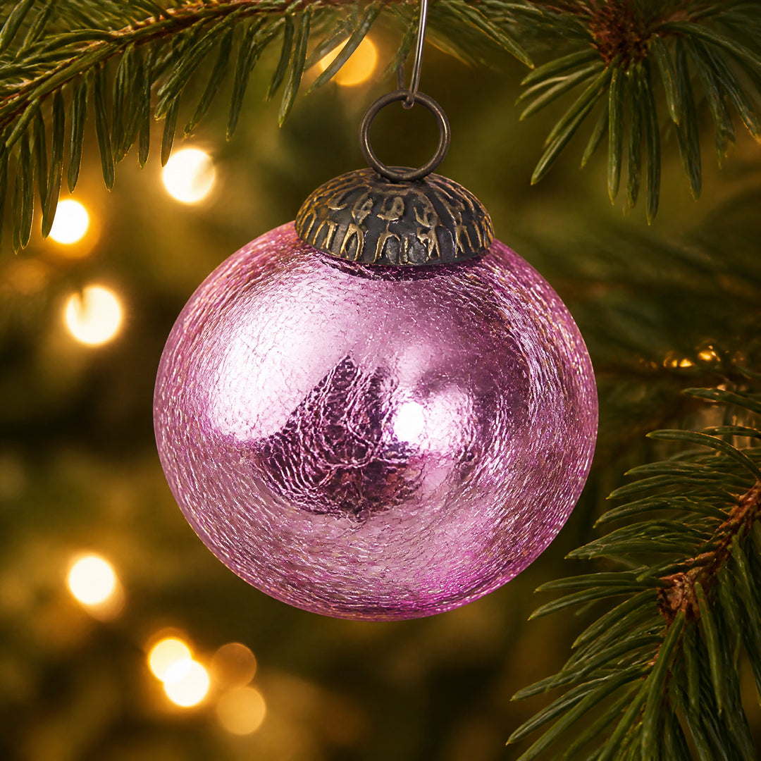 Szene Weihnachtsbaumkugel Bauernglaskugel Baumschmuck Craquelé rosa Ø 8 cm