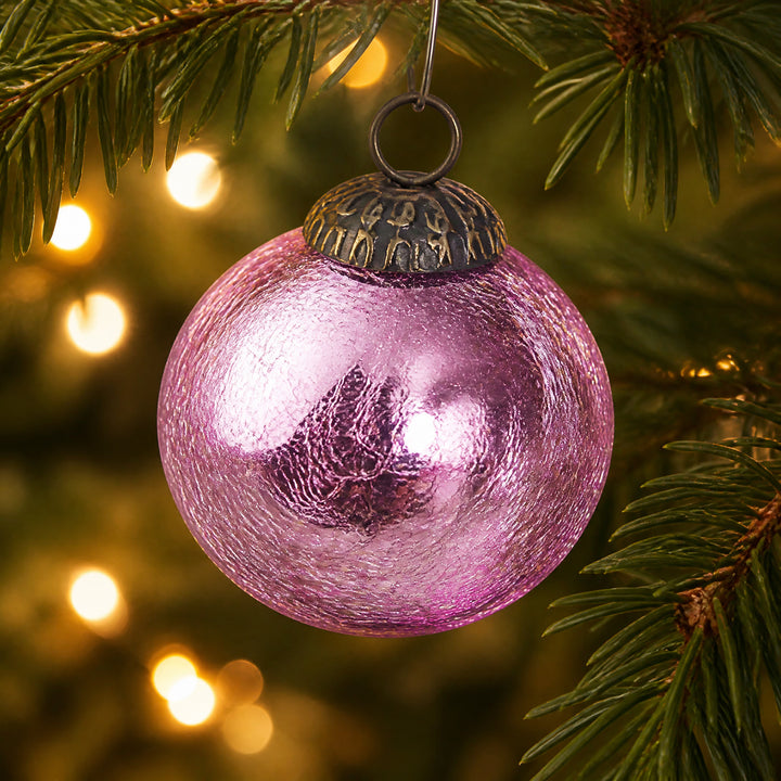 Szene Weihnachtsbaumkugel Bauernglaskugel Baumschmuck Craquelé rosa Ø 8 cm