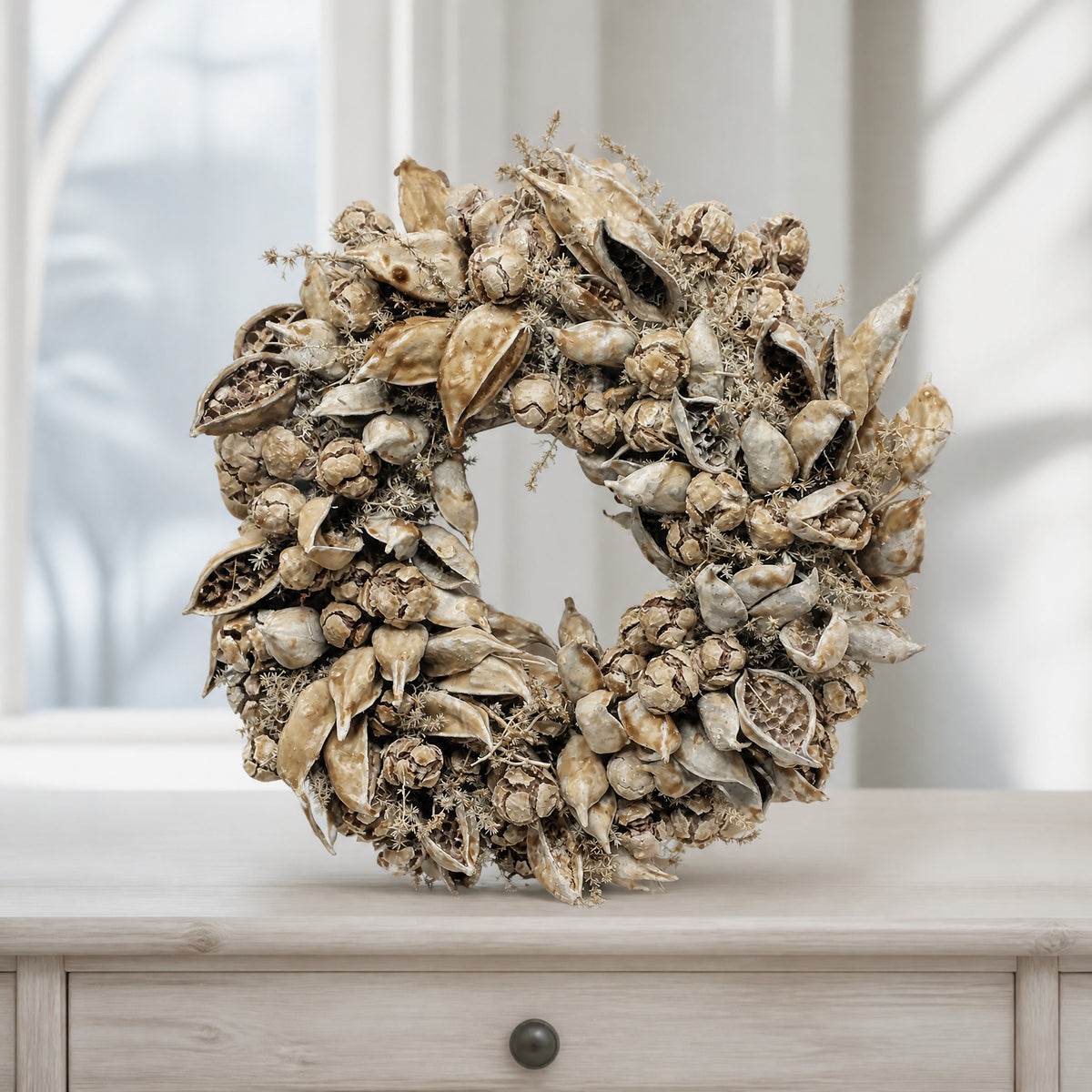 Szene Türschmuck Türkranz Wandkranz Winterkranz Wachskranz Schoten cappucino